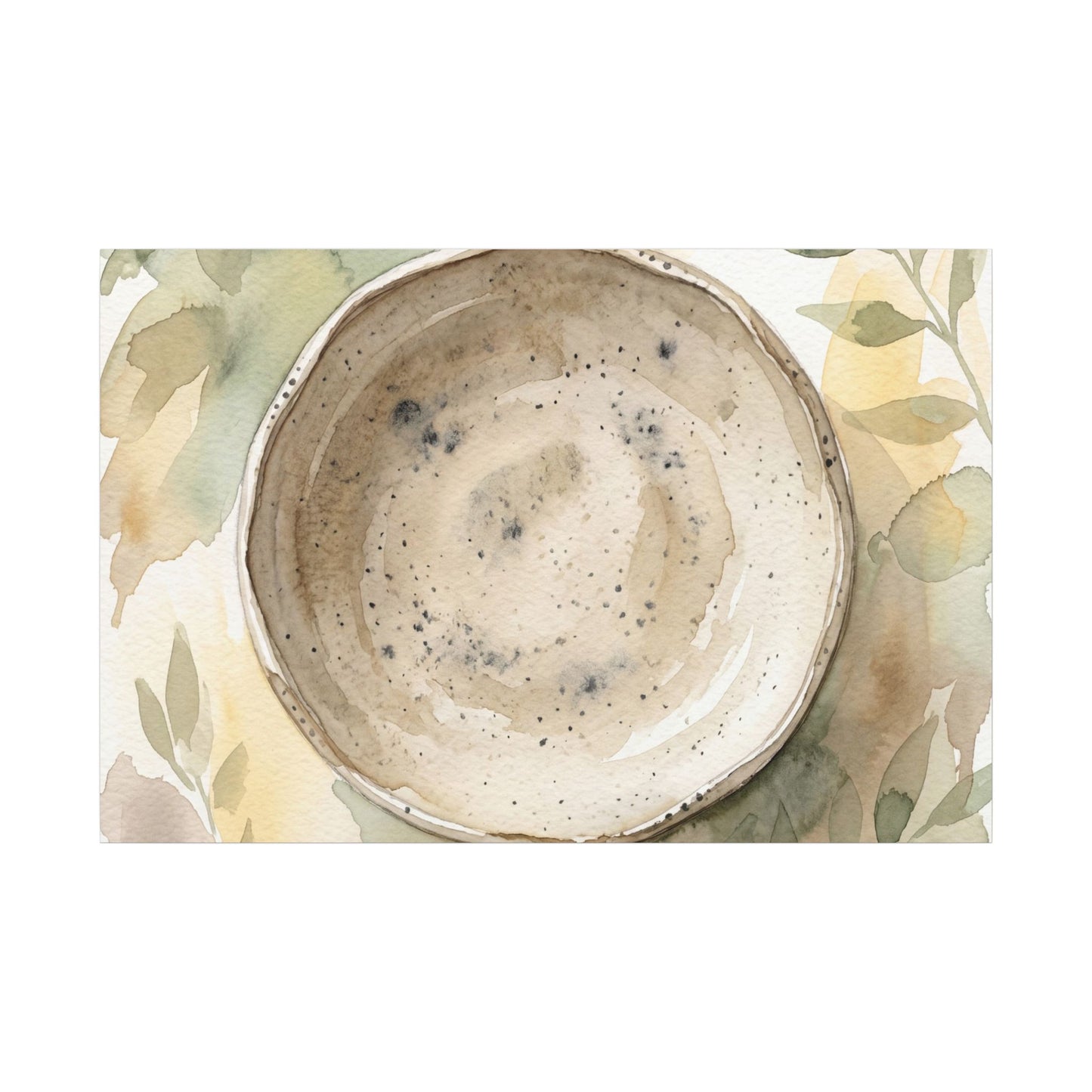 Ceramic Bowl Watercolor Canvas Art | Warm Japandi Art