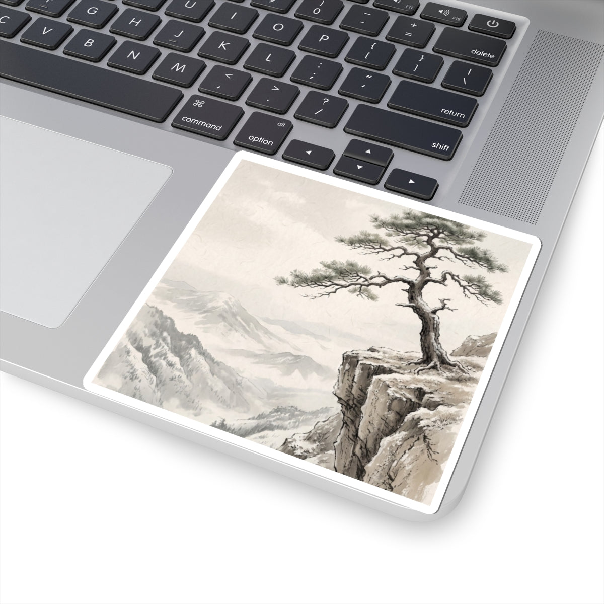 Neutral Pine Tree Sticker - Japanese Pattern Japandi