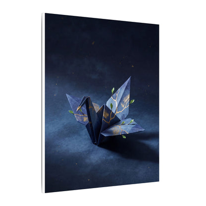 Kintsugi Paper Fold in Moonlight | Crackle Gold Canvas Art