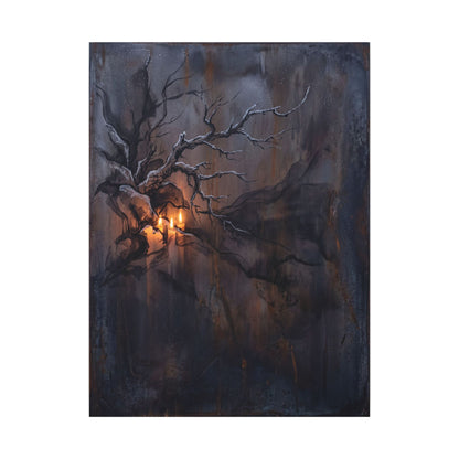 Winter Rust Patina Charcoal Ink Canvas Art | Atmospheric Decor