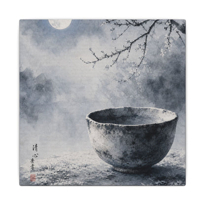 Seijaku Ceramic Bowl Canvas Art - Zen Sumi E