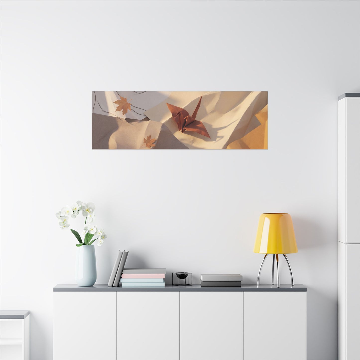 Autumn Paper Fold Minimal Line Canvas Art | Cozy Decor