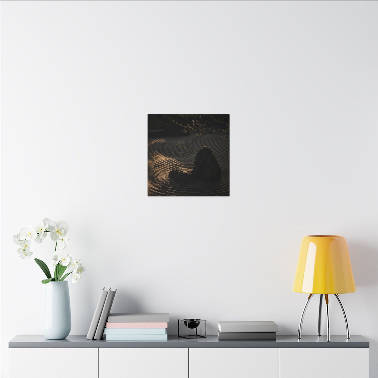 Ma Rock Garden Canvas Art - Dark Japandi Shadow Zen
