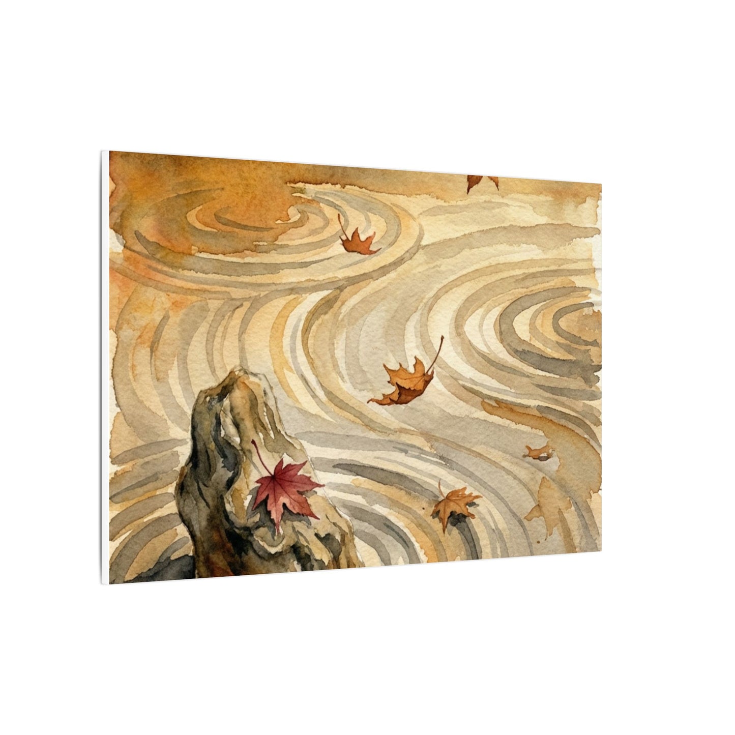 Autumn Rock Garden Watercolor Canvas Art | Neutral Decor