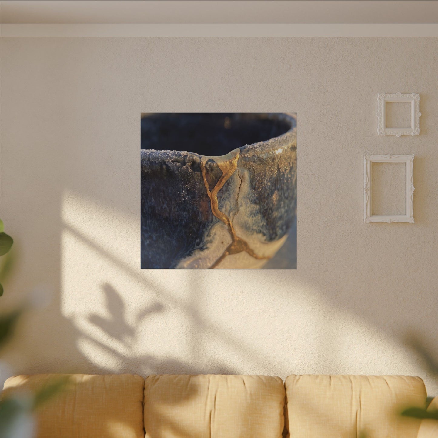 Winter Ceramic Bowl Gold Vein Canvas Art | Healing Decor
