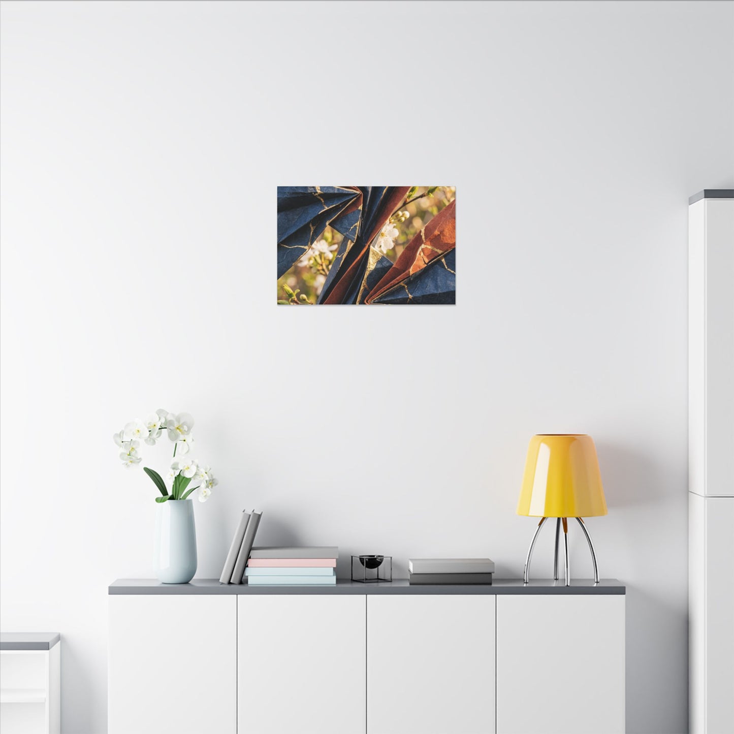 Kintsugi Paper Fold in Golden Hour | Crackle Gold Canvas Art