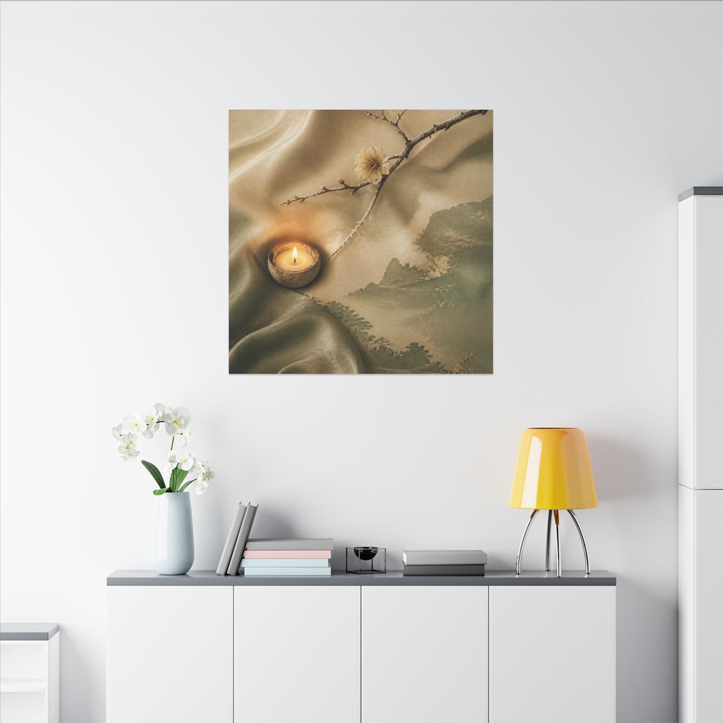 Silk Drape Japanese Pattern Canvas Art | Warm Japandi Art