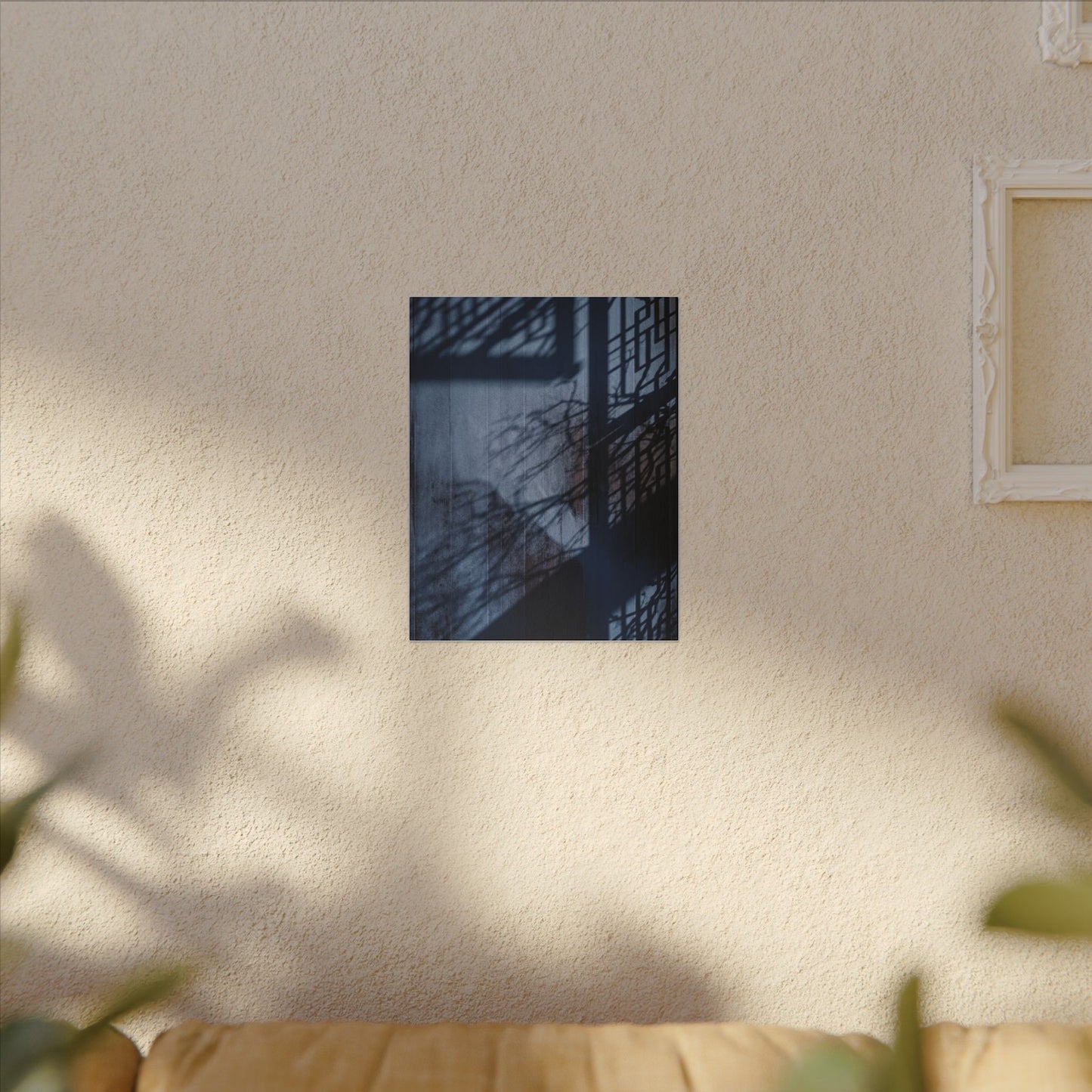 Shadow Play Moody Minimal Canvas Art | Moody Dark Japandi Art