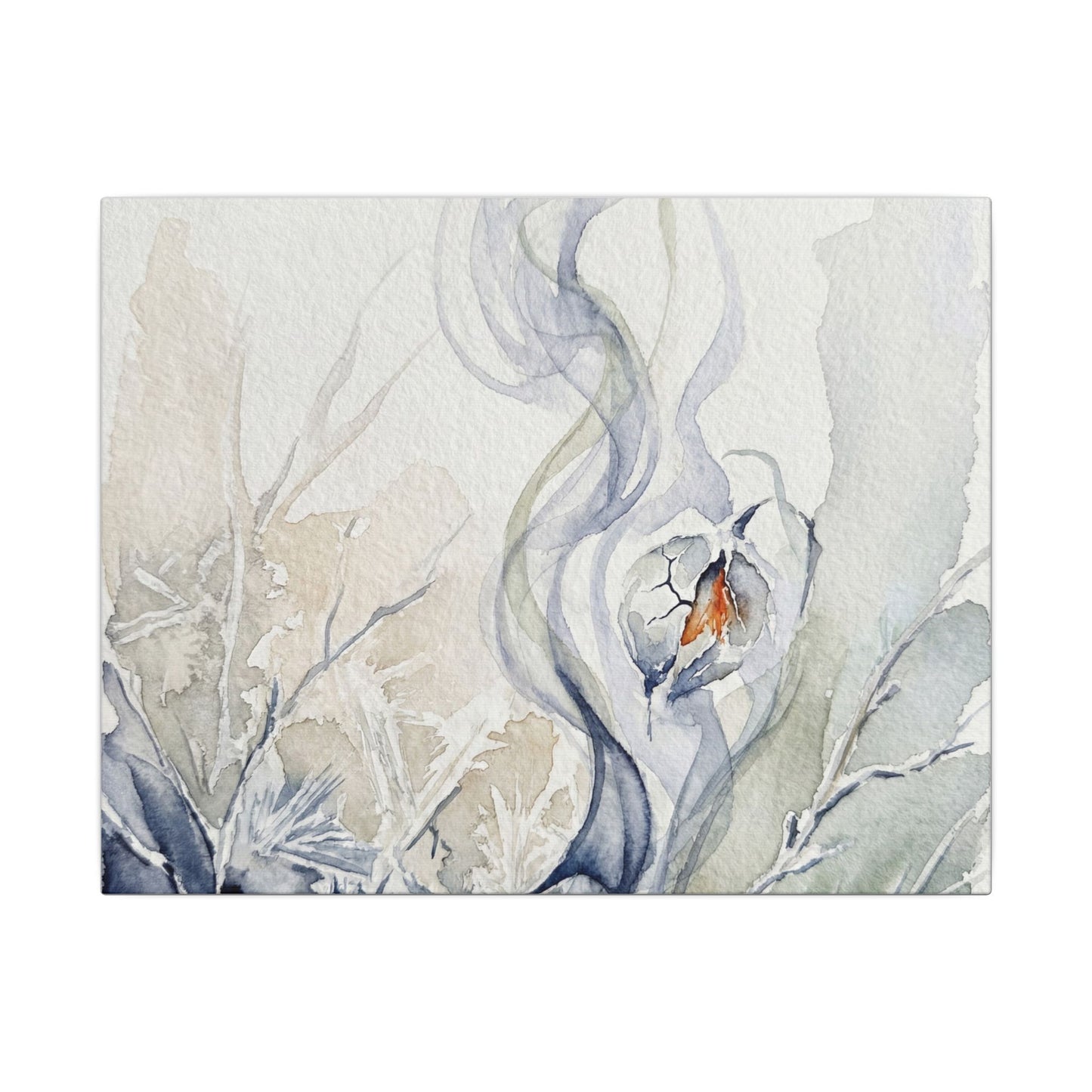 Earthy Incense Smoke Canvas Art - Watercolor Japandi Art Print