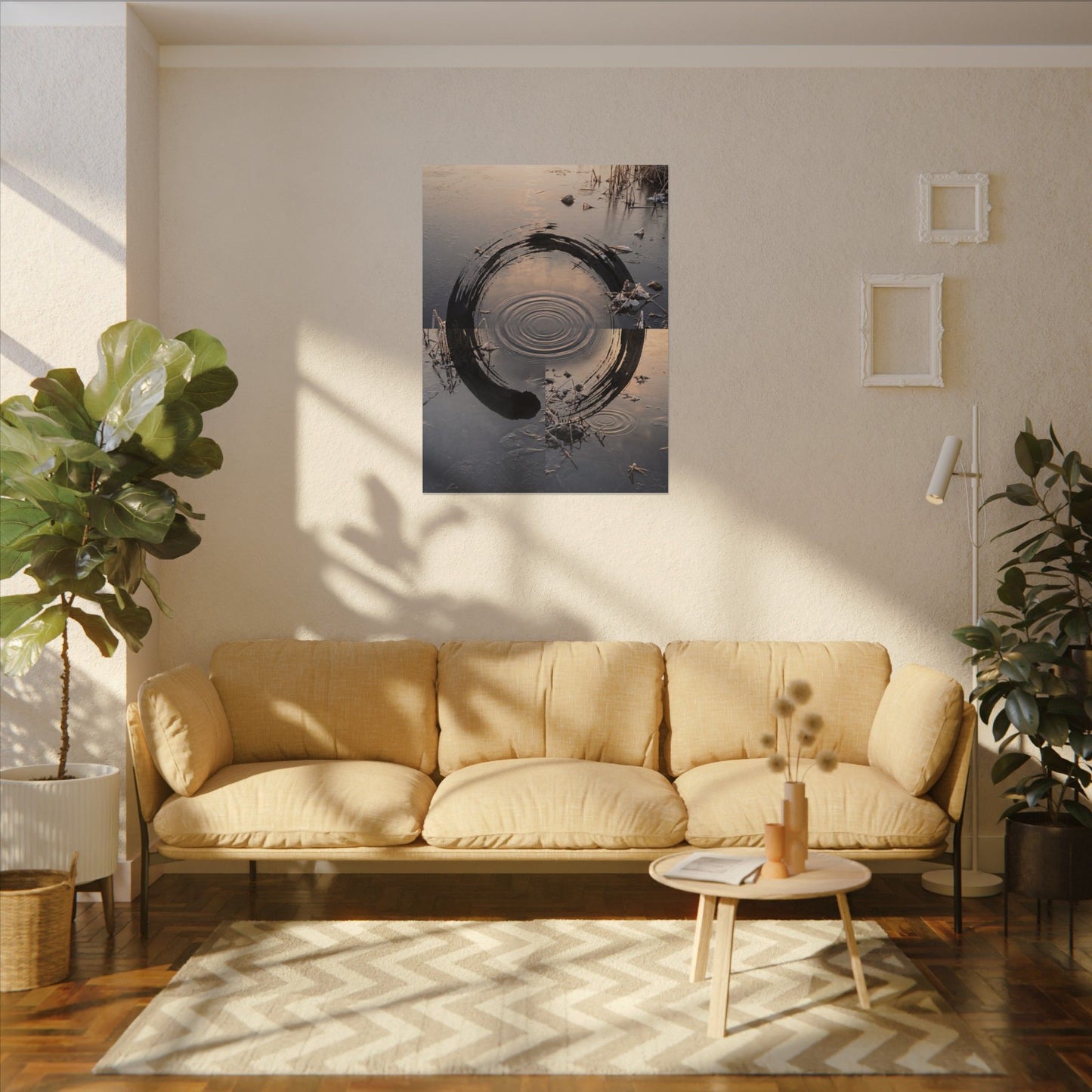 Winter Water Ripple Enso Canvas Art | Tranquil Decor