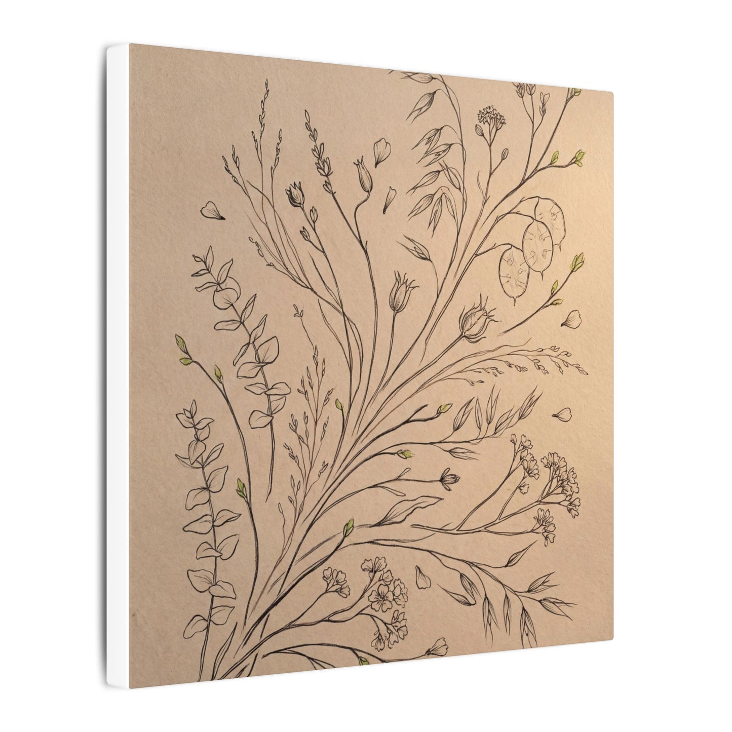 Dried Flowers Canvas Art | Spring Japandi Minimal Line Art