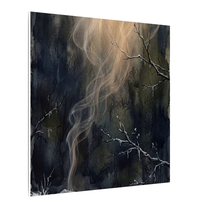 Incense Smoke Winter Canvas Art | Dark Japandi Moody Design