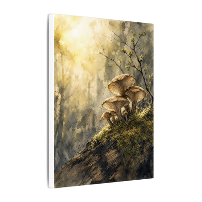 Wild Mushrooms Canvas Art | Spring Japandi Watercolor Art