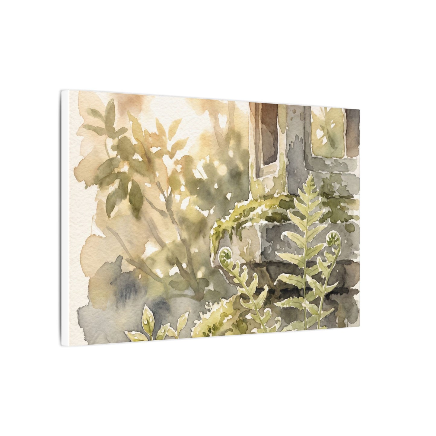 Earthy Stone Lantern Canvas Art - Watercolor Japandi