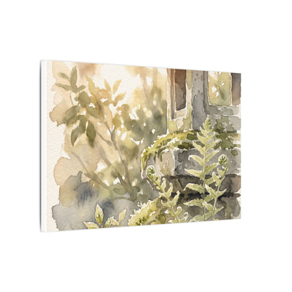 Earthy Stone Lantern Canvas Art - Watercolor Japandi