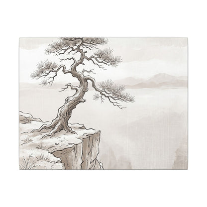 Neutral Pine Tree Canvas Art - Minimal Line Japandi