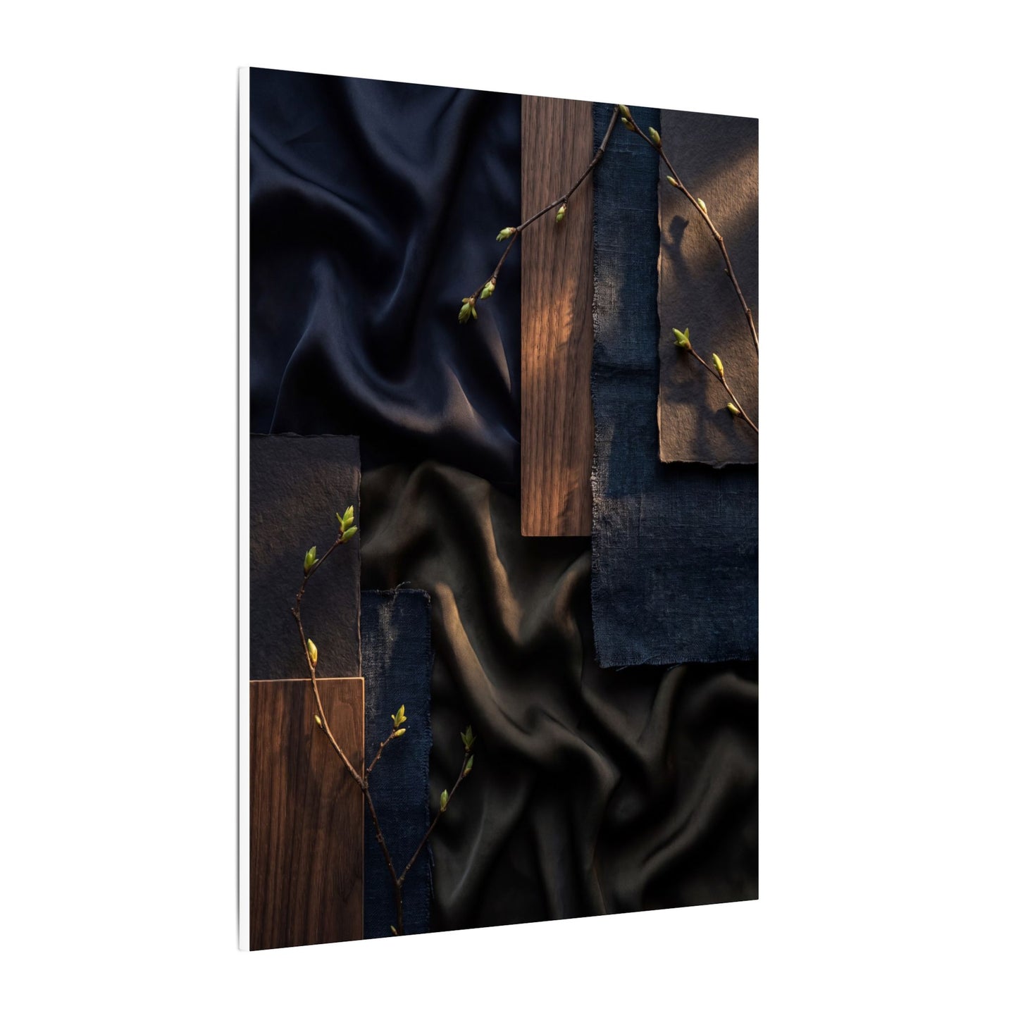 Silk Drape Spring Canvas Art | Dark Japandi Moody Design