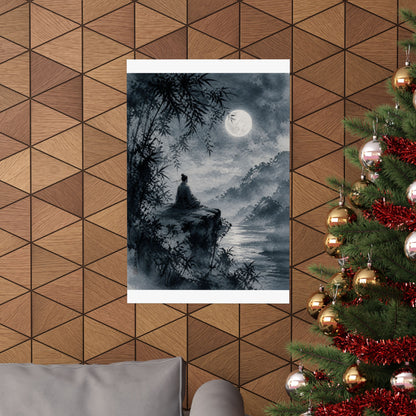 Serene Ink Brushstroke Wall Art Print - Sumi E Zen