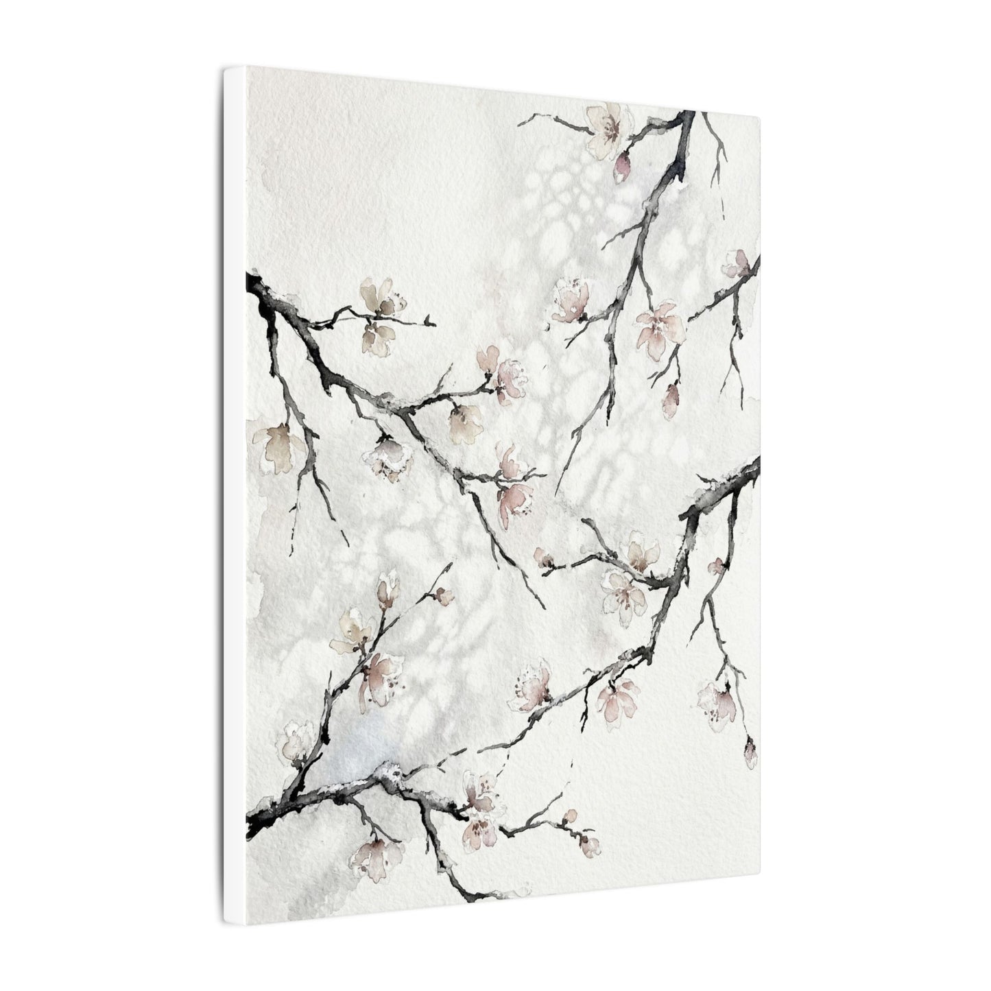 Cherry Blossom Canvas Art | Winter Japandi Watercolor Art