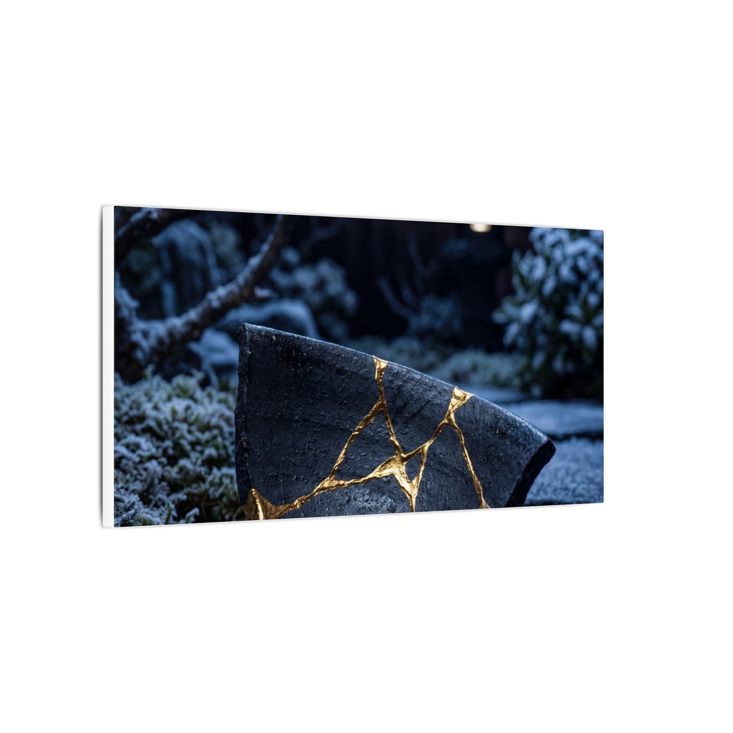 Moonlit Garden Winter Canvas Art | Kintsugi Artful Design