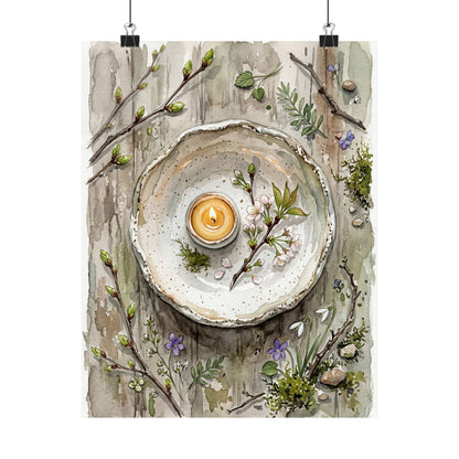 Spring Ceramic Bowl Watercolor Wall Art Print | Elegant Decor