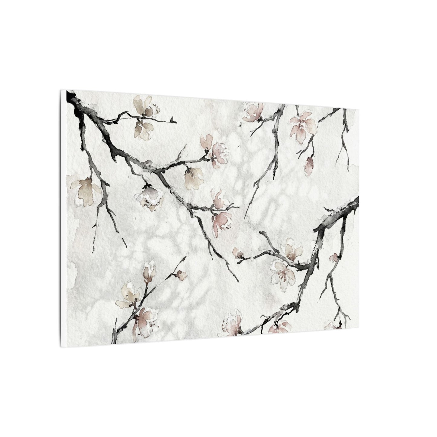 Cherry Blossom Canvas Art | Winter Japandi Watercolor Art