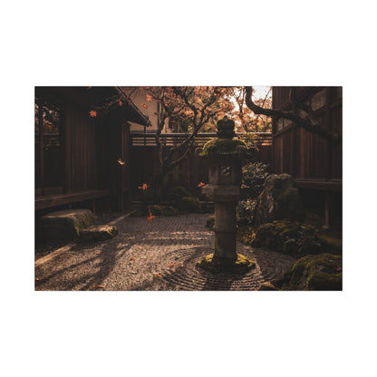 Seijaku Stone Lantern Canvas Art - Dark Japandi Shadow Zen