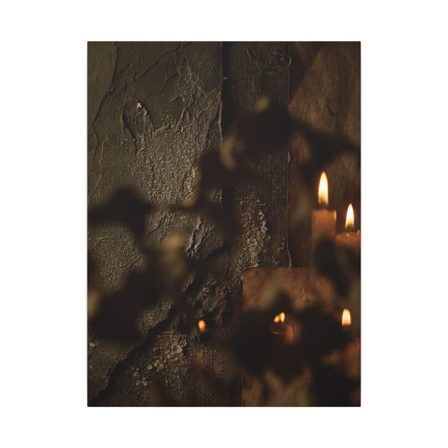 Shadow Play Dark Texture Canvas Art | Moody Dark Japandi Art