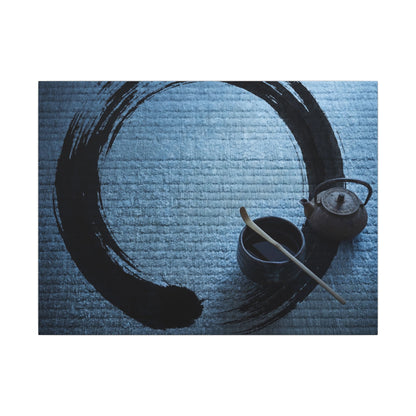 Winter Tea Ceremony Enso Canvas Art | Peaceful Decor