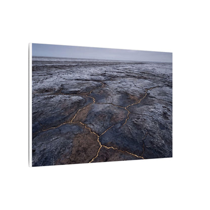 Dark Japandi Cracked Earth in Overcast | Dark Texture Canvas Art