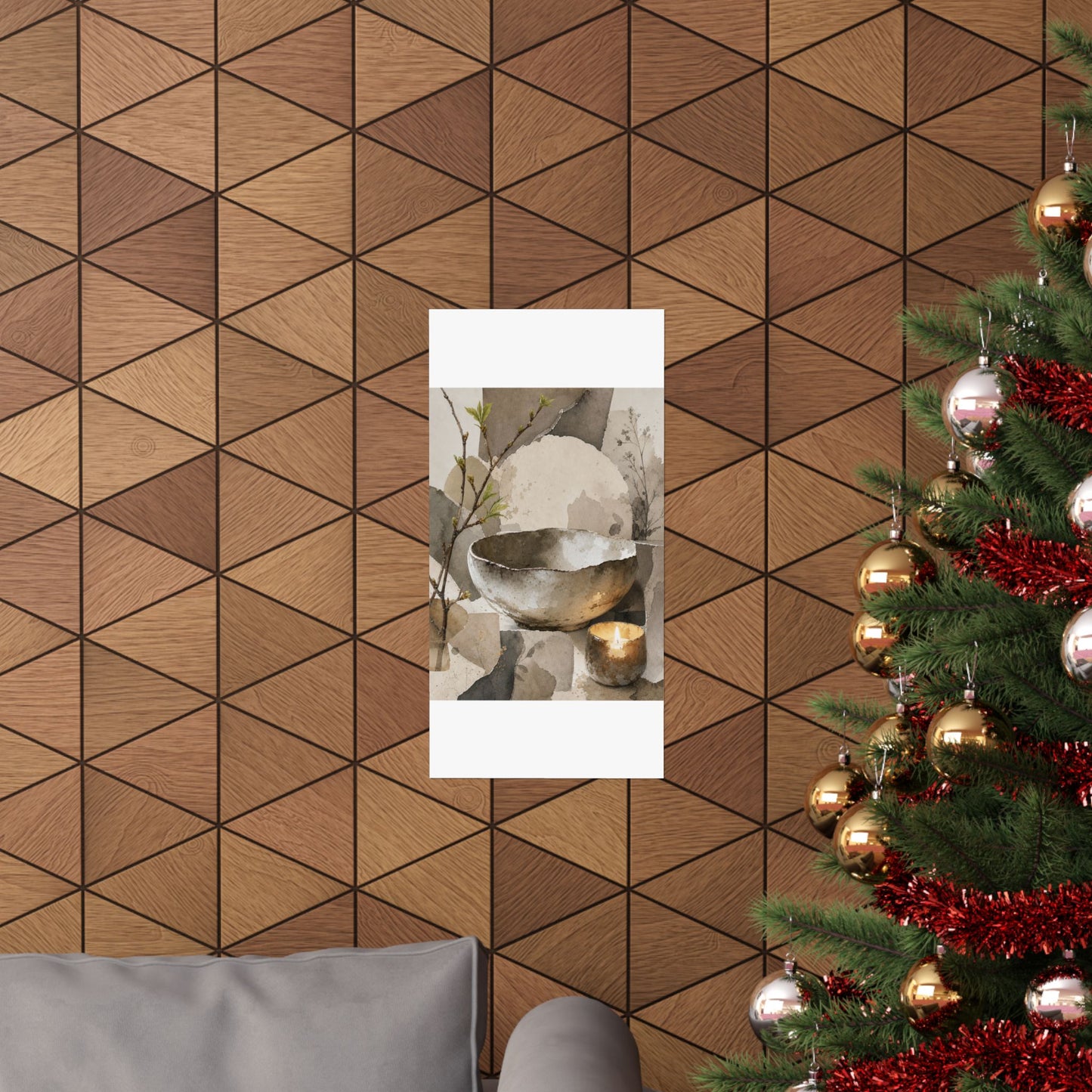 Candlelight Ceramic Bowl Wall Art Print - Japandi Fukinsei