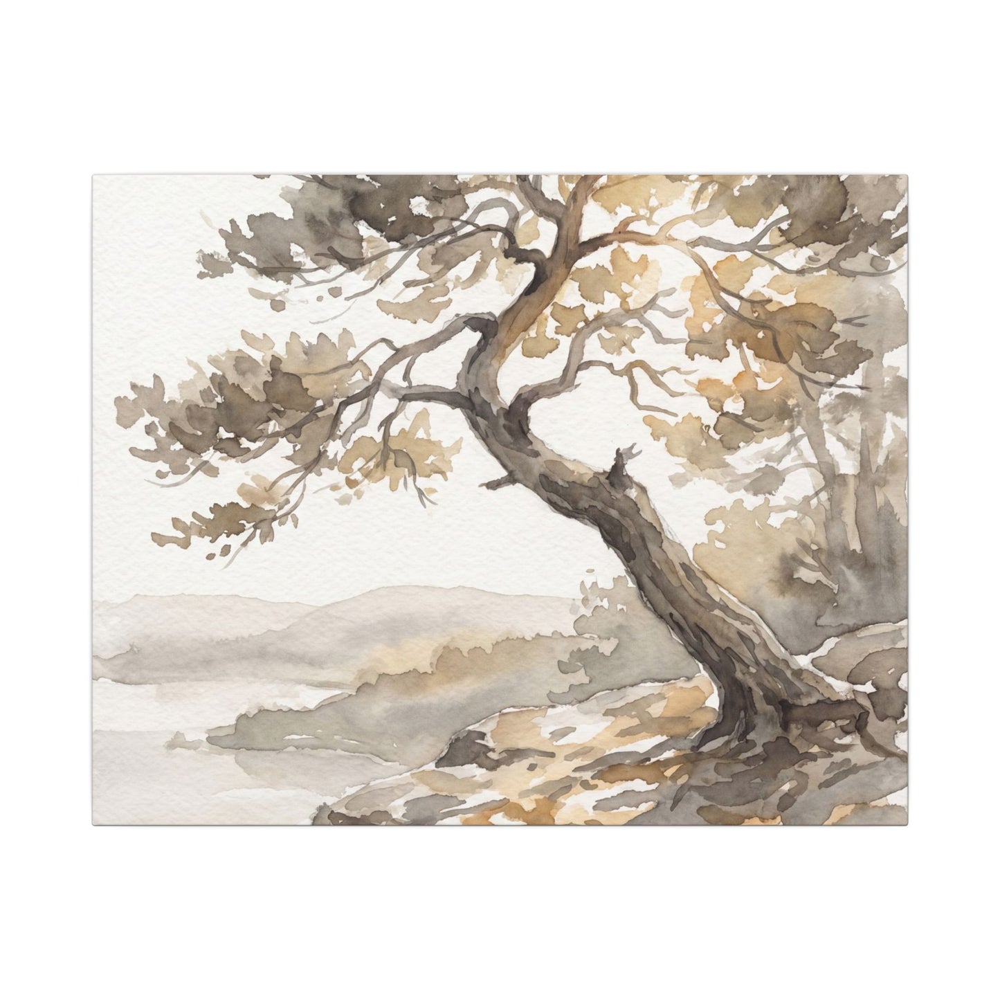 Pine Tree Watercolor Canvas Art | Elegant Japandi Art Art Print