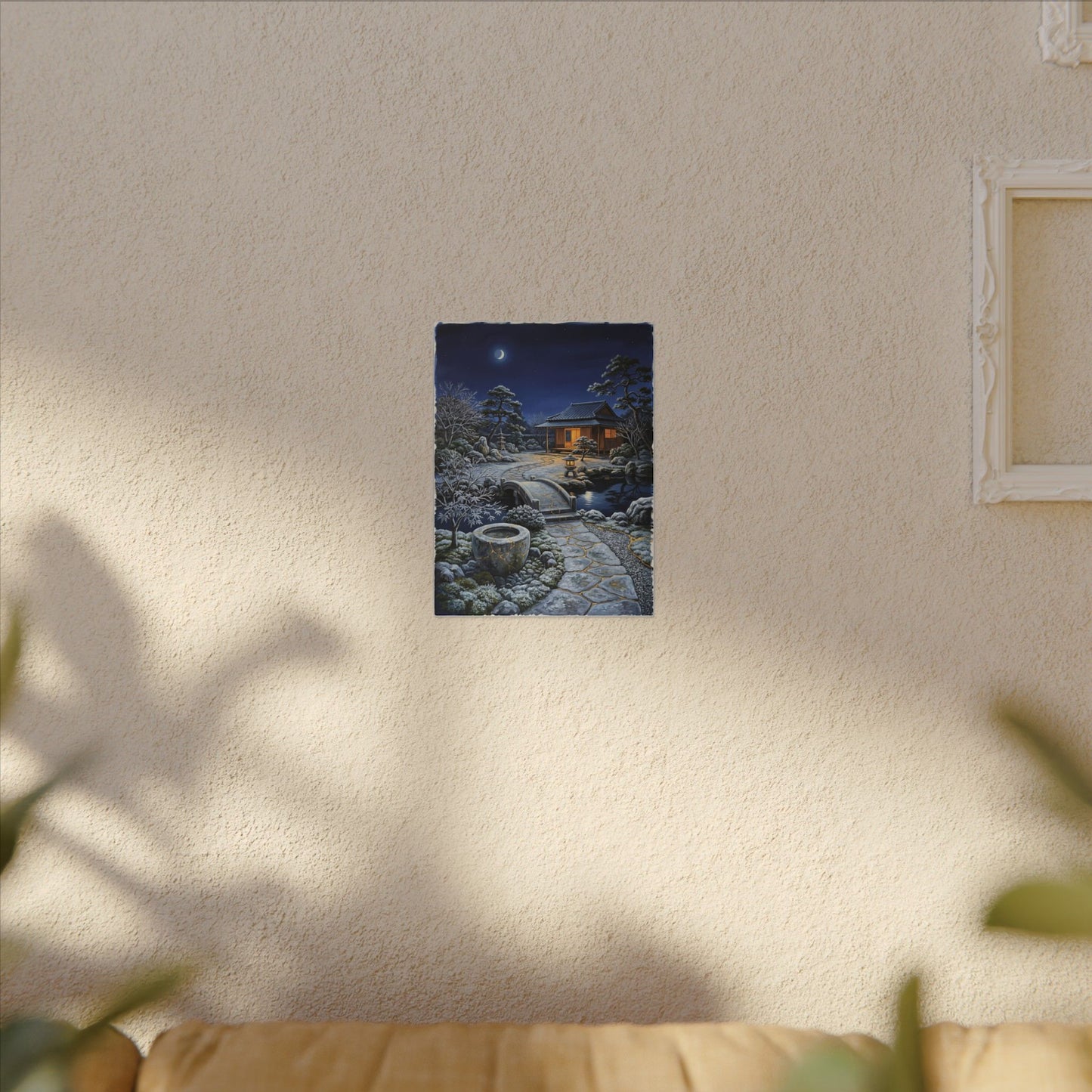 Moonlit Garden Winter Canvas Art | Kintsugi Artful Design