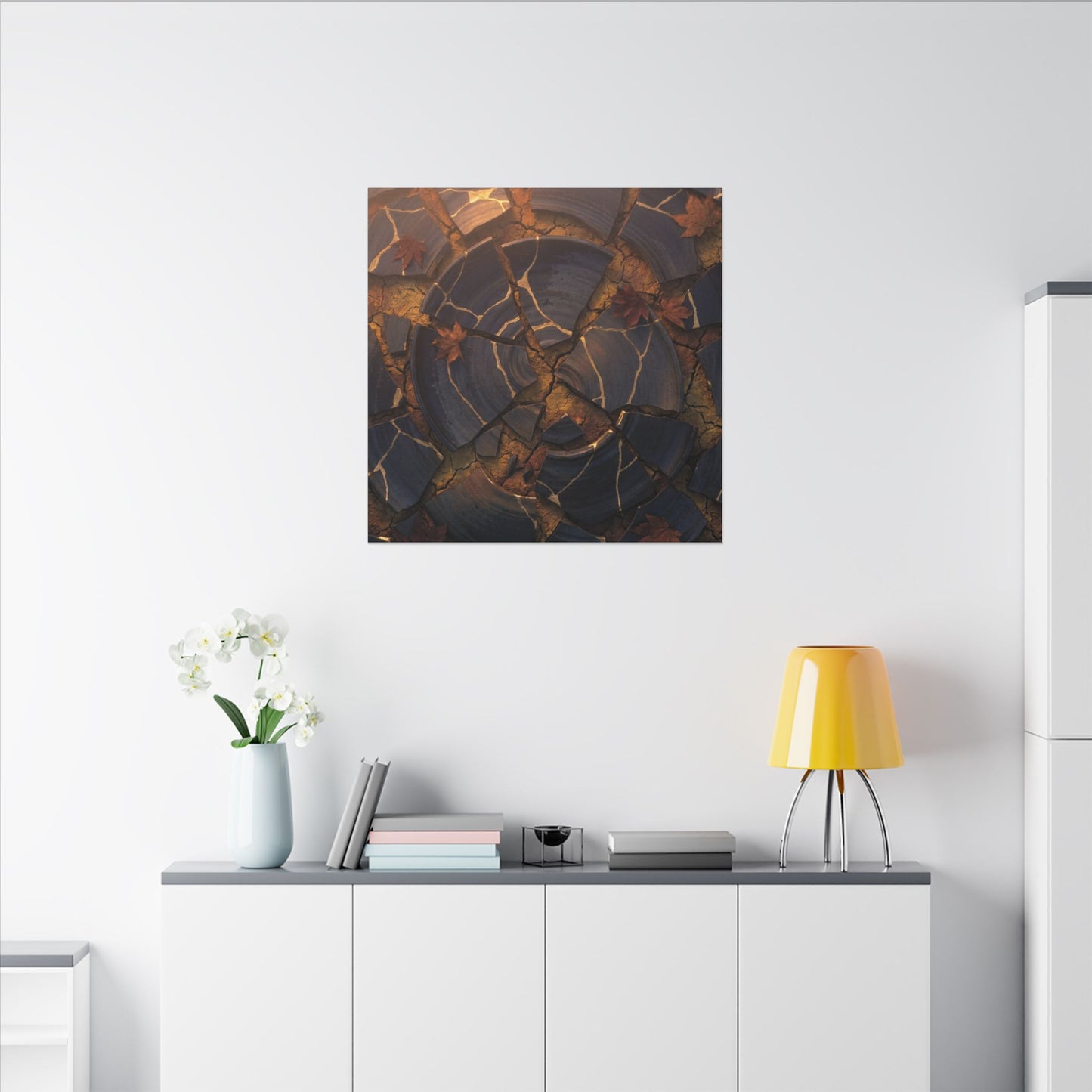 Autumn Cracked Earth Gold Repair Canvas Art | Philosophical Decor