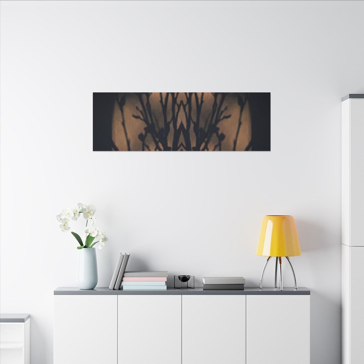 Dark Japandi Shadow Play in Golden Hour | Shadow Zen Canvas Art