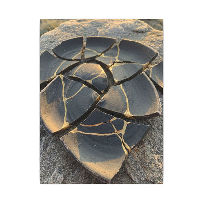 Broken Pottery Winter Canvas Art | Kintsugi Resilient Design