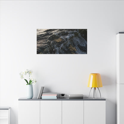 Dark Japandi Ocean Wave in Dawn | Moody Minimal Canvas Art