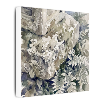 Stone Lantern Watercolor Canvas Art | Elegant Japandi Art