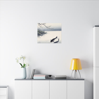 Ma Koi Pond Canvas Art - Zen Ukiyo E Inspired