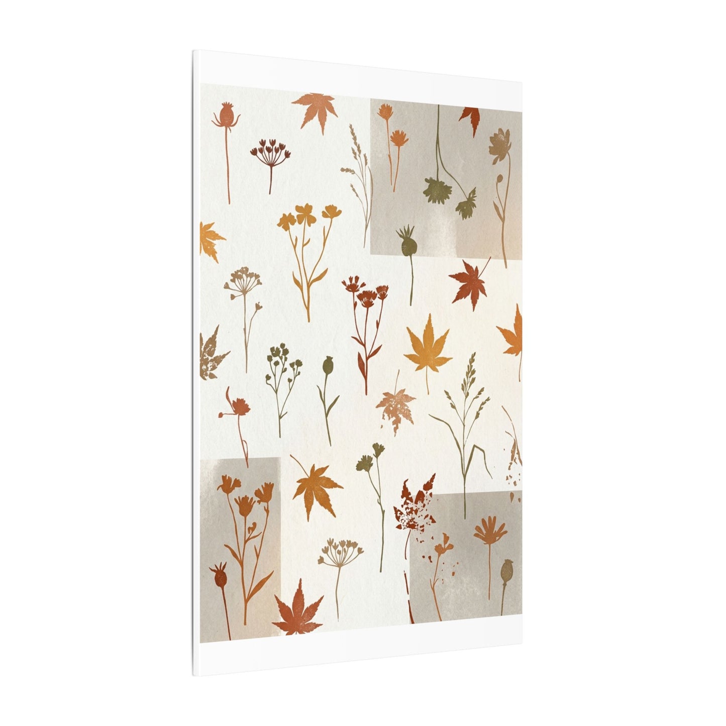 Autumn Dried Flowers Japanese Pattern Canvas Art | Elegant Decor