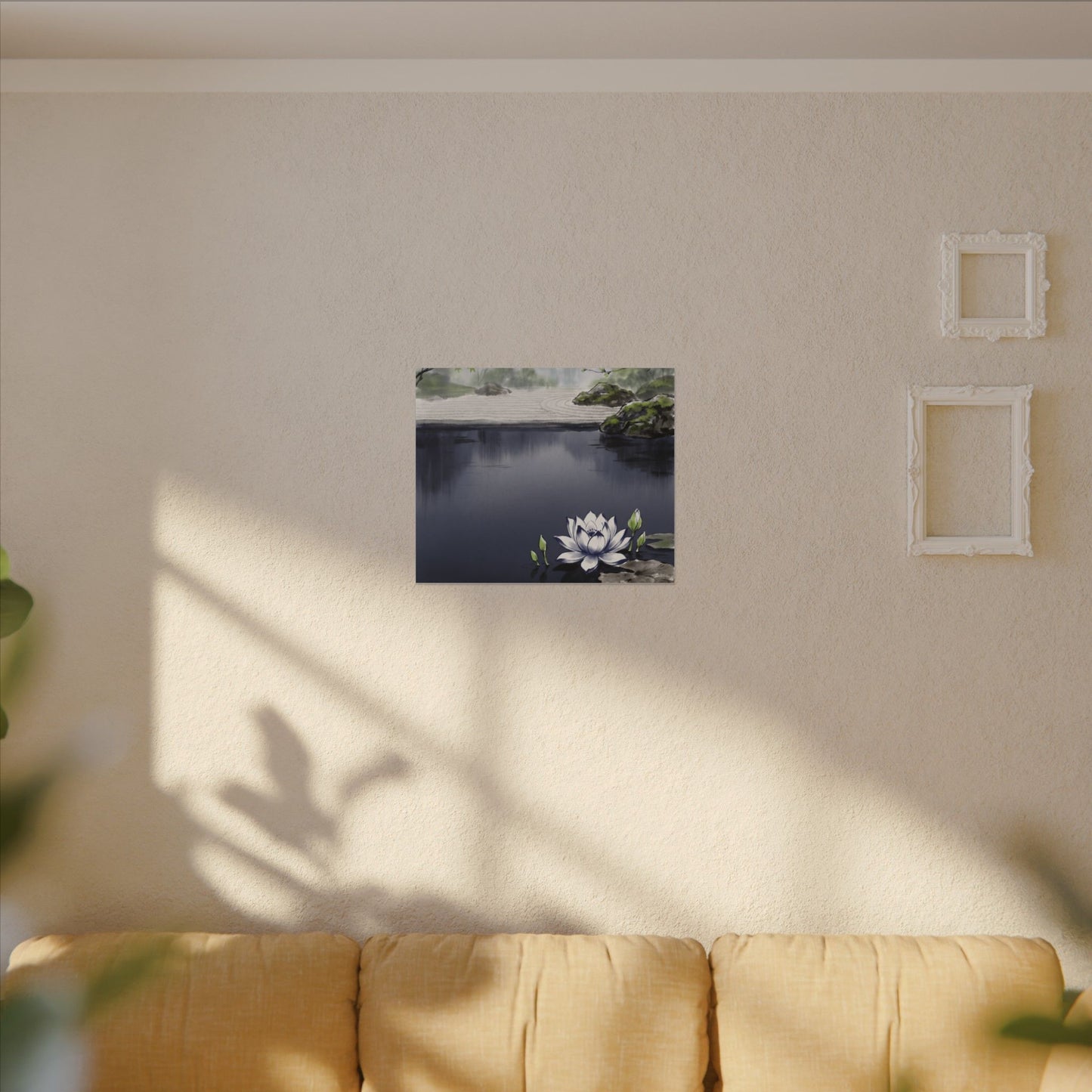 Lotus Flower Karesansui Canvas Art | Tranquil Zen Art