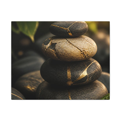 Summer River Stones Broken Beauty Canvas Art | Healing Decor