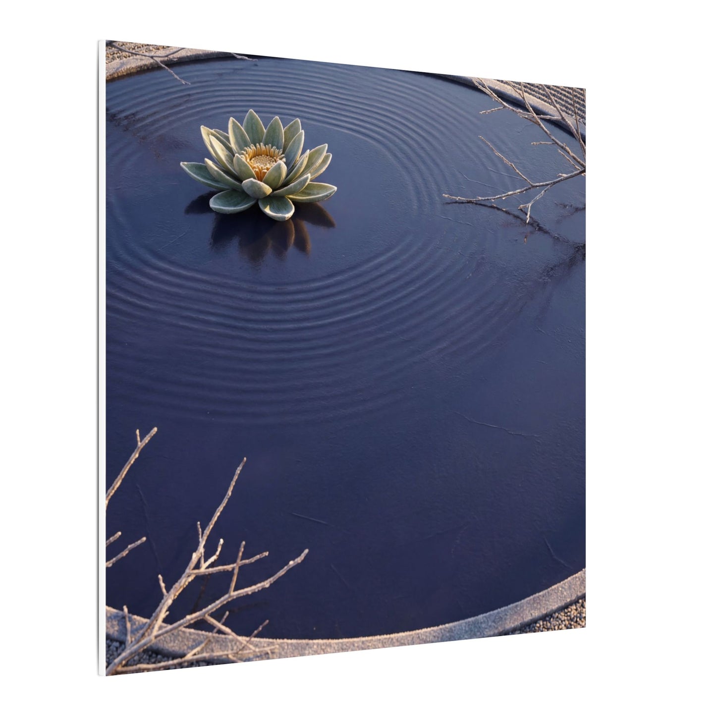 Lotus Flower Canvas Art | Winter Zen Karesansui Art