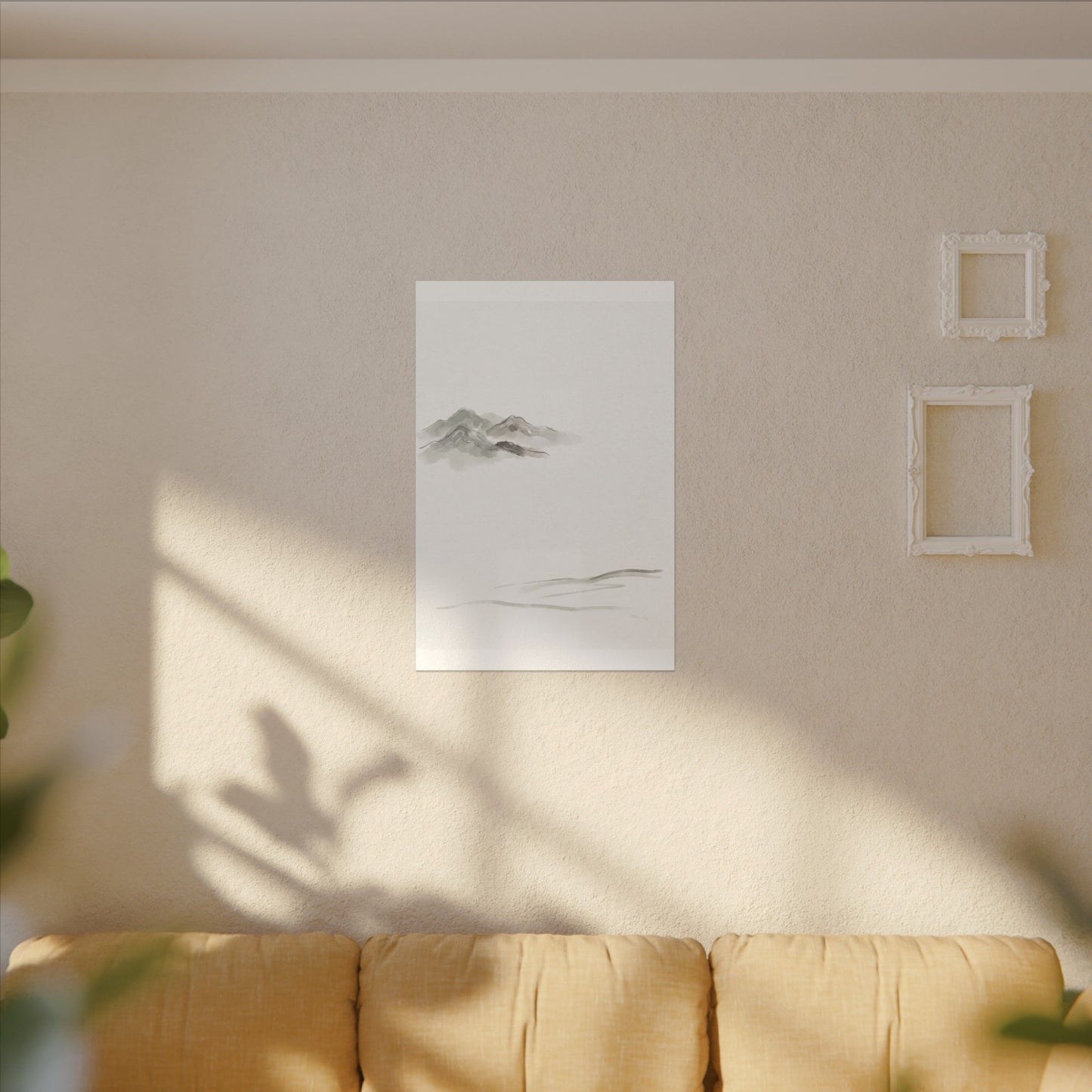 Winter Mountain Mist Minimal Line Canvas Art | Elegant Decor