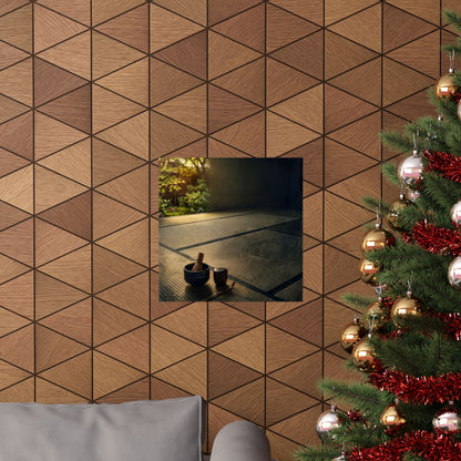 Dark Japandi Tea Ceremony in Golden Hour | Dark Texture Wall Art Print