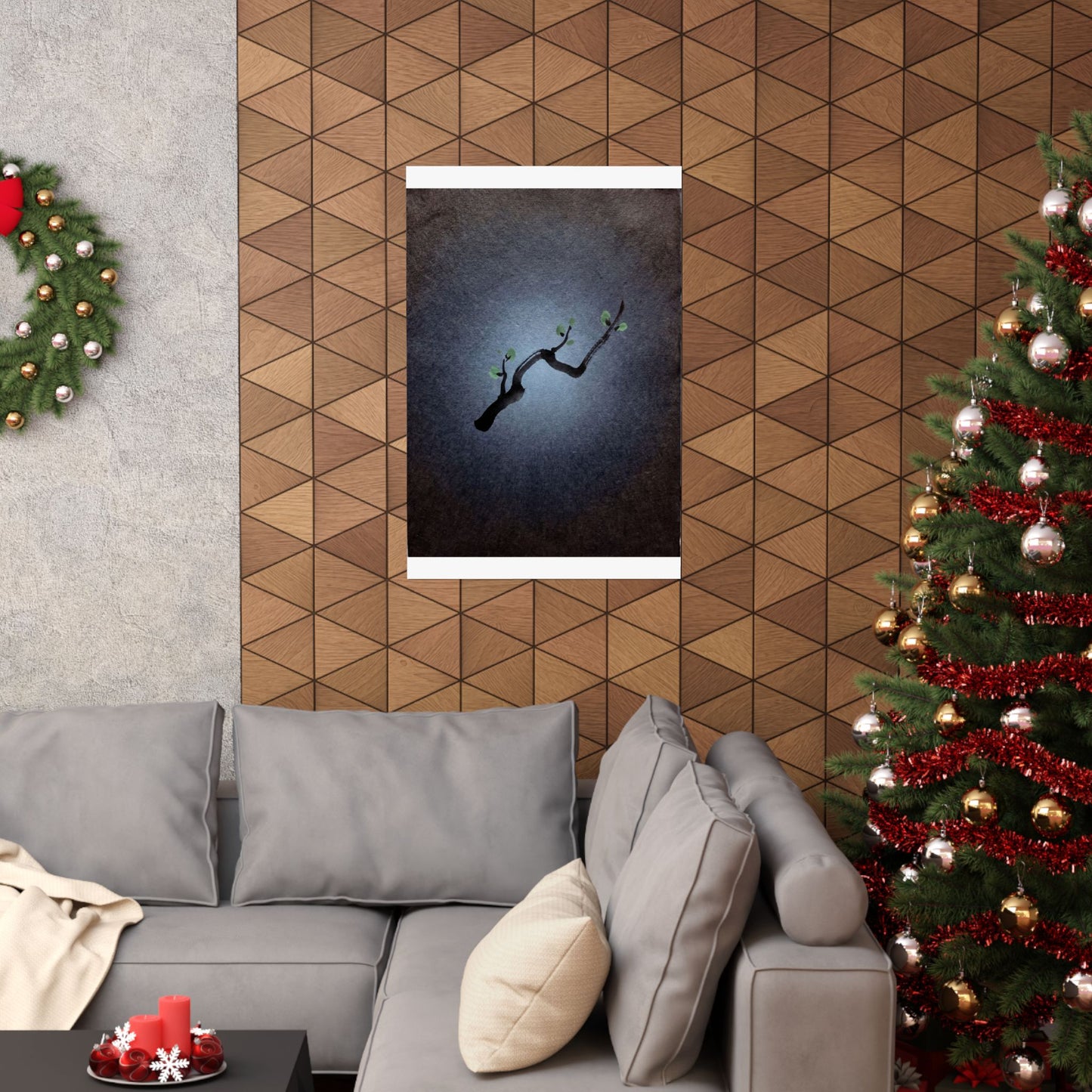 Moonlight Ink Brushstroke Wall Art Print - Dark Japandi Ma