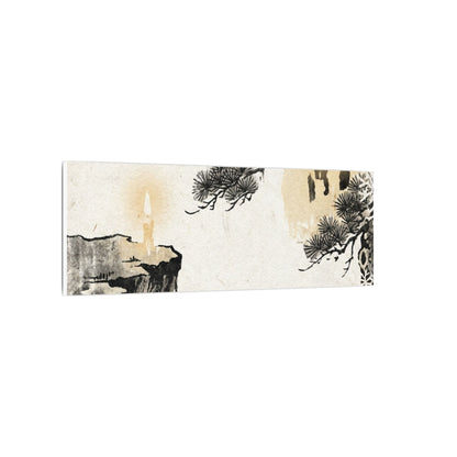 Japandi Pine Tree in Candlelight | Japanese Pattern Canvas Art