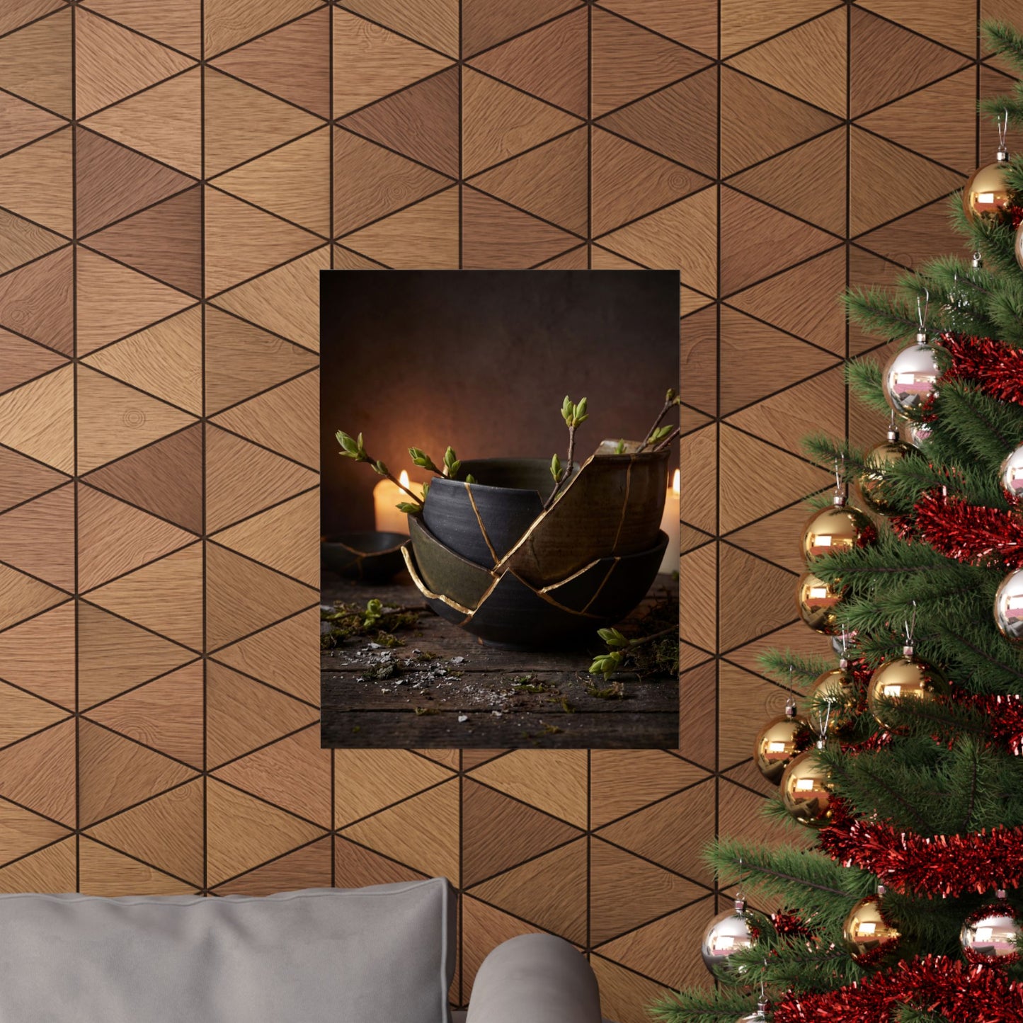 Seijaku Broken Pottery Wall Art Print - Dark Japandi Shadow Zen