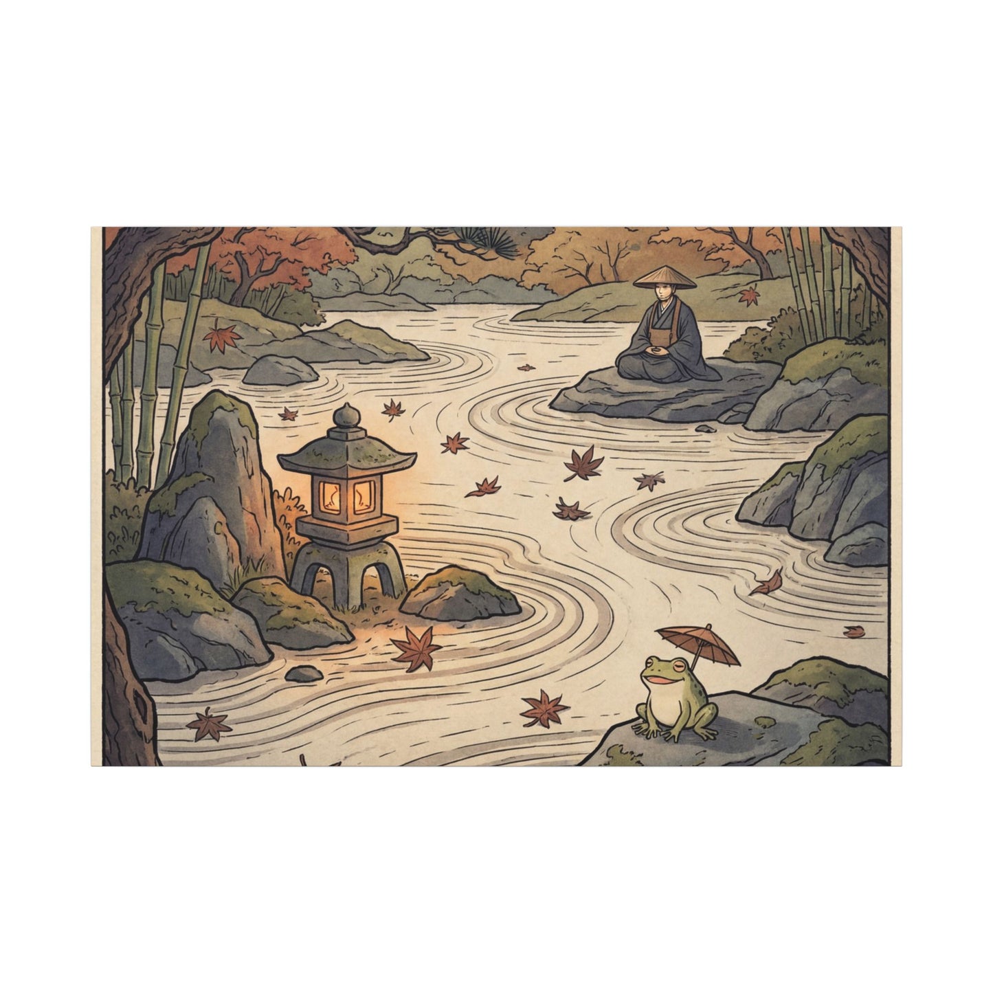 Rock Garden Autumn Canvas Art | Zen Serene Design Art Print
