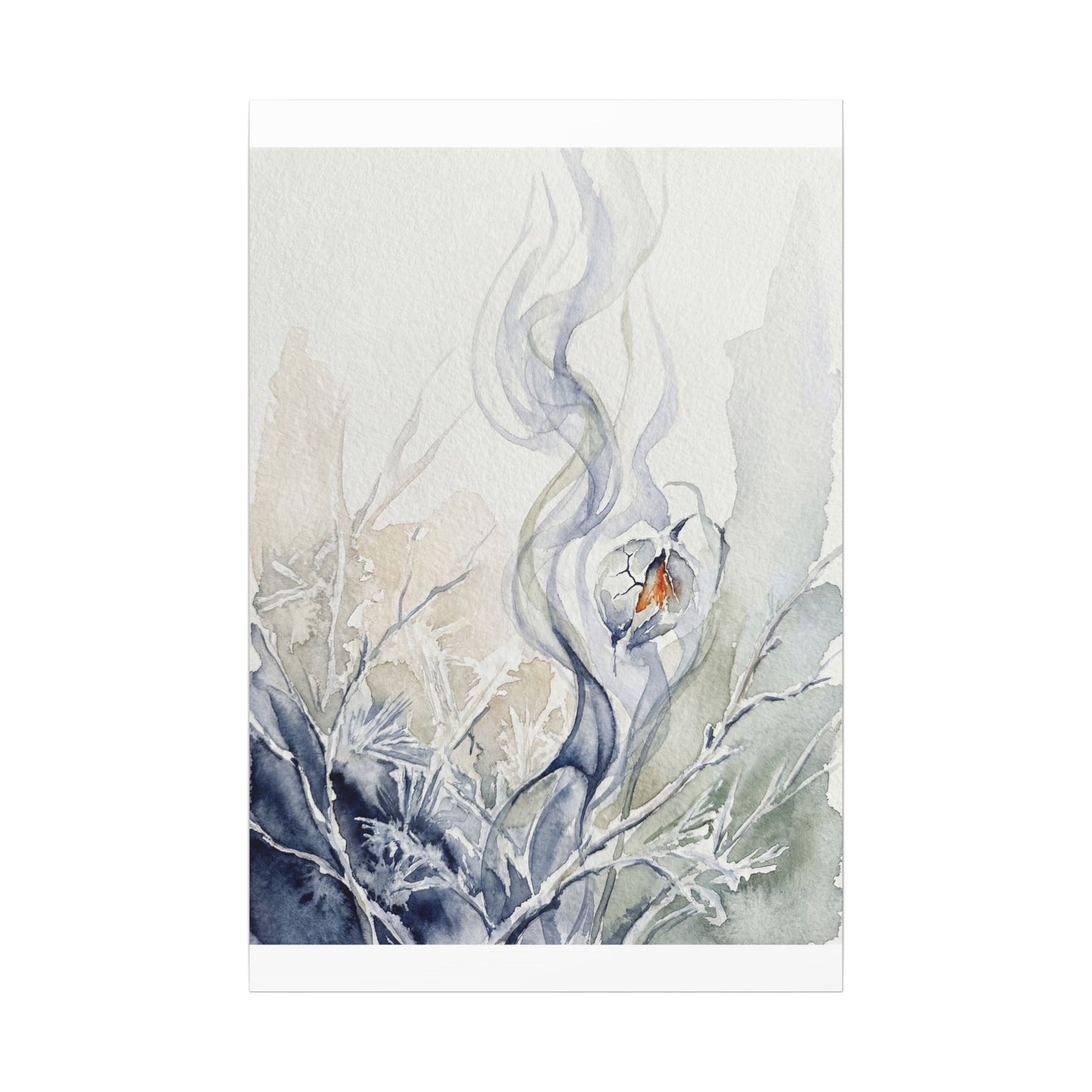 Earthy Incense Smoke Canvas Art - Watercolor Japandi
